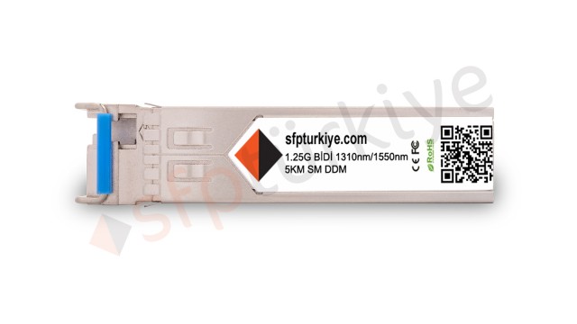 BROCADE Uyumlu Gigabit Bi-Di SFP Modül - 1000Base-LX 1310nm TX/1550nm RX 5Km SM LC DDM Bidirectional